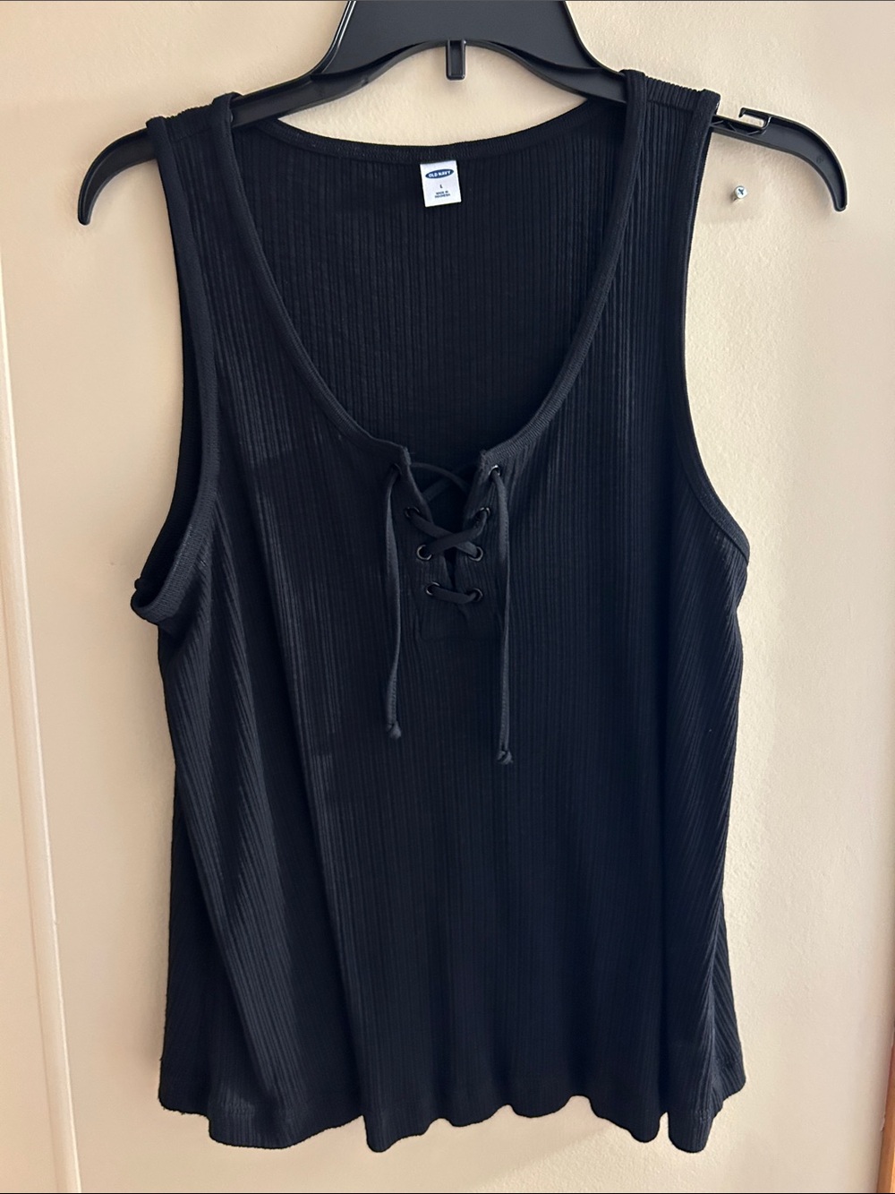 Old Navy Black Ribbed Lace-Up Tank Top